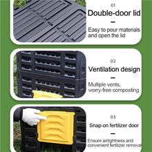 Stackable Outdoor Compost Bin, Plastic Garden Composter for Kitchen and Yard Waste, Easy Access Lid an Ventilation, Small Space-Saving Composting Bin(Black,500L(132.1Gallon))