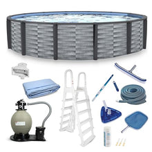 Blue Wave Affinity 30-ft Round 52-in Deep Hard Sided Above Ground Pool with Resin Top Seats & Verticals, 1.5 HP Dual-Speed Sand Filter System, Ladder, Liner, Skimmer & Maintenance Kit – 19,800 Gal Cap
