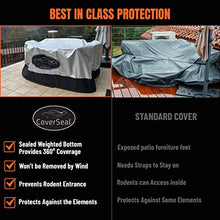 CoverSeal Patio Furniture Cover with Weighted Ground Conforming Apron Seal - Water Resistant Rectangular Outdoor Furniture Covers for Outdoor Table and Chairs - Large 150 L x 44 W x 60 H in