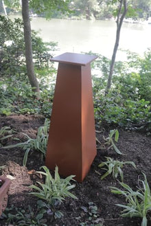 Pyramid Garden Pedestal - Aluminum with Faux Rust Finish