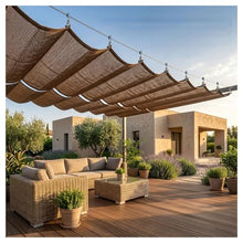 Wave Shade Sail ,Retractable , Slide Wire Wave Shade Sail, Sun Shade Sail UV Resistant Sun Protection Wave Canopy Cover ,for Pergola, Porch, Terrace, Available Colors(W2.6*L14m/W8.53*L45.93ft)