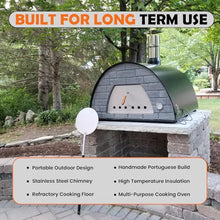 Authentic Pizza Ovens Maximus Prime Arena Portable Wood-Fired Pizza Oven Black, Handmade in Portugal, Stainless Steel Chimney, Pizza Peel, Thermometer, Extra Floor Tile & Baking Dish Included