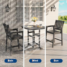 GarveeLife Outdoor Patio Bar Stools Set of 4 – 27.7" Counter Height Bar Chairs with Arms & Back, All-Weather HDPE Wood Grain Patio Dining Chairs for Backyard, Balcony, Deck, Garden (Dark Grey)