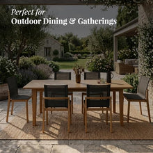 POVL Outdoor Menlo Teak Side Dining Chair — Pack of 6, Stackable Grade A Indonesian Teak & All-Weather Sling — Fully Assembled Mid-Century Modern Seating for Patio, Deck & Poolside (Graphite)