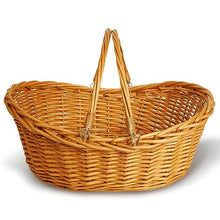 Wald Imports - Medium Light Brown Hand Woven Wicker Basket for Storage with Handles - Woven Basket - Wicker Baskets for Picnics, Easter, Organizing, and More (17 x 6.5 inches)