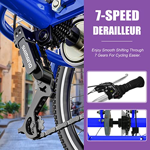 DoCred Adult Folding Tricycle 7-Speed Blue