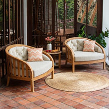 Cambridge Casual Cove Teak Wood Oversize Outdoor Lounge Chair – Patio Seating with Tufted Tan Cushion, Weather‑Resistant Club Chair, 500 lb Capacity