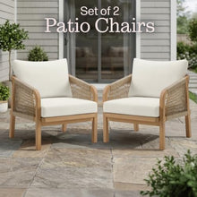 Alaterre Furniture Lusso Outdoor Patio Chairs Set of 2 - Weather-Resistant Eucalyptus Wood Armchairs with Rope Accents - Modern Outdoor Furniture Set for Patio, Porch, Deck, or Poolside (Natural)