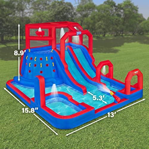 SUNNY & FUN Mega Climb N’ Go Inflatable Water Slide Park Blue Red