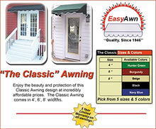 Easyawn Door and Window Sunbrella Canvas Awning / 5 Colors + 3 Sizes/Classic Awning / (Green 6 feet Wide)