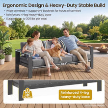 Kiss the Water Aluminum Patio Sofa, 3-Seat Dark Grey Outdoor Couch