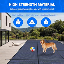 Inground Pool Safety Cover, Fit 28ftx48ft Rectangular Pool, Blue High‑Strength PP Mesh with Double‑Layer Straps Triple Stitching, Includes Installation Tools
