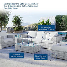 America Luxury - Outdoor Lounge Sectional Sofa Chair Set Rattan Wicker Grey White