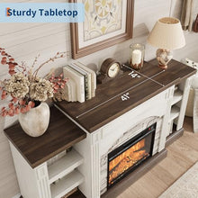 Homhougo Fireplace TV Stand for 80", Farmhouse Wood Entertainment Center