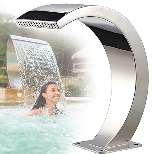 DEHIWI Swimming Pool Stainless Steel Waterfall Fountain Waterfall Spillway Pool Fountain Decoration Pool Water Feature Outdoor Spray Water Curtain,for Pond,Hot Springs,Spa Pool,65cm*30cm