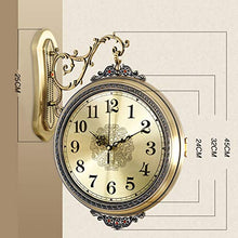 saditesdk Wall Clock, American Metal Double-Sided Clock Wall-Mounted Garden Outdoor Decorative Clock Two-Sided Design Mute Clock Living Room Mute Clock for Indoor Use，