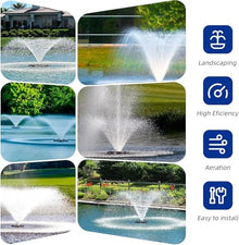 OKSTENCK Floating Pond Fountain 1HP 110V 750W with 98Ft Power Cord, Featuring a Timer,2 Fountain nozzles,Metal Pond Waterfall Pump.