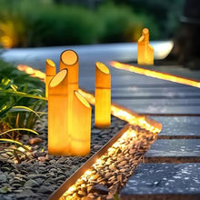Smilkat Solar Bamboo Lights Outdoor, Waterproof Resin Lamps with Natural Design, Powered Landscape Lighting for Yard and Pathway (Wired,3-Pack Green)
