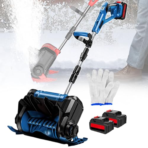 21V Snow Blower Cordless,Home Snow Shovel Has Battery Capacity Display Function with 3.0 Ah Battery,30 cm Clearing Width Electric Snow Blower,3000 RPM,for Driveway,Deck Blue-2batteries
