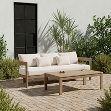 Meridian Furniture 396Cream-S Newport Collection Modern | Contemporary Outdoor Patio Sofa with Acacia Wood, Thermowood Treatment, Cover Inlcuded, Water Resistant, 86.75" W x 30.25" D x 33.25" H, Cream