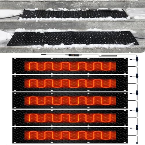 XYWGBMS Snow and Ice Melting Mats, Snow Melting Walkway Mat, 2 in/h Speed Snow and Ice Heated Pad for Winter Outdoor Stairs, Steps, Doorways, Walkways, Driveway,5 Pcs-40x160cm/15.7x63in