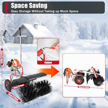 52CC 2 Stroke 2.3HP Gas Power Walk Behind & Portable, 8500rpm Hand Start Handheld Sweeper Air-Cooled Broom Machine Turf Artificial Grass Snow Cleaner for Sweeping Driveway Grass Patio Snow