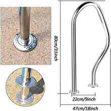 Pool Handrail Handle Grab Rails Swimming Pool Ramps Pool Hand Rail, Easy to Mount Handrail, 304 Stainless Steel Pool Stair Rail with Base Plate and Handle Cover