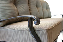 Nassau Outdoor Patio 2 Sofas Cast Aluminum Dark Bronze, Walnut Cushions