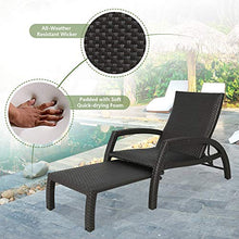 Iwicker Handwoven Rattan Chaise Lounge Chairs Set of 2 Black