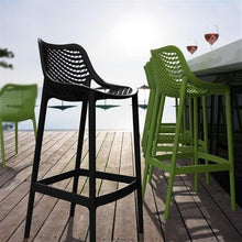 Pemberly Row Polypropylene Patio Bar Stool in Black - Set of 2