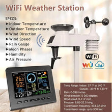 Weather Thermometer,Internet Wireless Weather Station Weather Forecast Temperature Pressure Humidity Wind Rain Gauge Moon Phrase Alarm Clock Tester，WiFi Weather Station 1