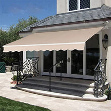 Retractable Patio Awning, Manual Deck Awning Sunshade Shelter With Crank Handle And Water-Resistant Polyester, Retractable Canopy For Yard, Porch, Balcony ( Color : Beige , Size : 13x11.5FT/4x3.5M )