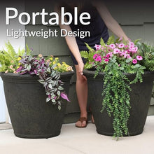 Sunnydaze Anjelica 24'' Large Plastic Planter Pot for Plants, Sable, 4pk