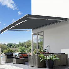 MCombo 12x8ft Manual Retractable Patio Awning Sunshade Canopy (Grey)