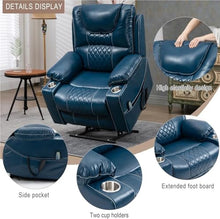 Dual Motor Power Lift Recliner Sofa with Massage Heat and Cup Holders