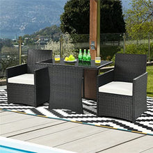 DUYHBAWRS 3PCS Patio Rattan Furniture Set Cushion Sofa Armrest Garden Deck White Easy to Assemble