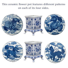 WLBHWL Chinoiserie Blue and White Chinese Porcelain Square Planter Jingdezhen Hand Painted Extra Large Flower Pots Square Porcelain