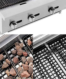 Atosa CookRite ATCB-36 36" Heavy Duty Gas Countertop Charbroiler Radiant Char-Grill with Lava Briquettes for Hotel Diner Food | Stainless Steel, 3 Burners, 105,000 BTU (Includes: LP Conversion Kit)