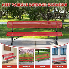 Metal Park Bench for Outside, Outdoor Bench with Backrest & Portable Frame