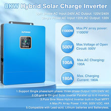 ZLPOWER 8000W Solar Inverter 48V Split Phase 120V/240V, 11000W Max PV Input Hybrid Inverter Charger, Battery-Free Operation, Pure Sine Wave for Whole Home Backup (WiFi and BMS COMM)