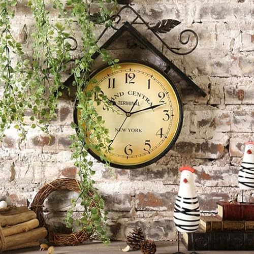 Wall Clock Art Clock Wall Clock, Vintage Wrought Iron Art Bird House Design Garden Clocks Outdoor Waterproof Clock Wall Decor Clock