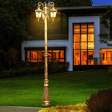 European Vintage Outdoor Ip54 Waterproof Street High Pole Pillar Light E27 3-Lights Glass Die-Cast Alandscape Path Way Decorative Post Light Garden Villa Lawn Illumin(Height 3.2m)