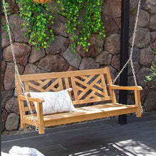 Cambridge Casual Maine Teak Porch Swing – Solid Wood Hanging Outdoor 2-Seater Swing Bench for Porch, Weather-Resistant & Durable