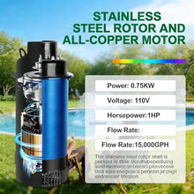 Pond Fountain Aerator,with Dynamic LED RGB Lighting,Adjustable Modes, Digital Timer -Pond fountain1HP 15,000 GPH, 750W 110V, 100FT Cord - for Large Ponds, Lakes & Outdoor Water Features