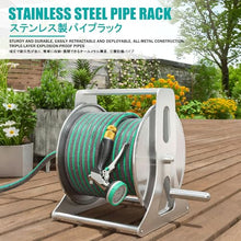 HBOOMOEM Portable Wall/Floor Mounted Metal Water Hose Reel，Water Hose Storage Rack with 360° Rotatable Handle，Suitable for Outdoor Yards, Patios, Homes, Driveways.(Water Gun Type,40m)