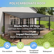 Aoxun Gazebo with Aluminum Frame & Polycarbonate Panel 20’x10’ Black