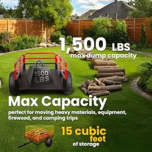 XtremepowerUS Multi-Utility ATV/UTV Trailer Tow Behind Dump Cart, 1500lbs 15 cu. ft Capacity, Garden Waste Pull Trailer for Lawn Mower Tractor