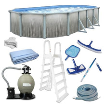 Blue Wave Martinique 12x24-ft Oval 52-in Deep Hard Sided Above Ground Pool Kit with 7-in Steel Top Rails, Dual-Speed Sand Filter System, Ladder, Liner, Skimmer & Maintenance Kit – 6,300 Gallon Cap