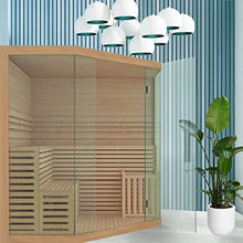 ALEKO Traditional Indoor Sauna Canadian Hemlock Wood 5-6 Person LED Lights Wet Steam Dry Sauna UL Certified 6kW Harvia Sauna Heater SEA5JIU