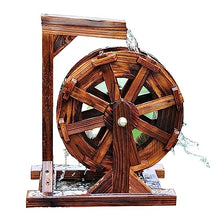 Wooden Fountain Wheel Water Wheel Fountain Feng Shui Wheel Waterfall Wheel Retro Country Decoration Water Pump Design Fountain Balcony Garden Garden (Size : 60cm(23.6inch))